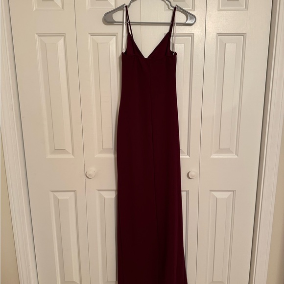 Lulu's Red Ruched Burgundy Maxi Dress - Picture 3 of 6